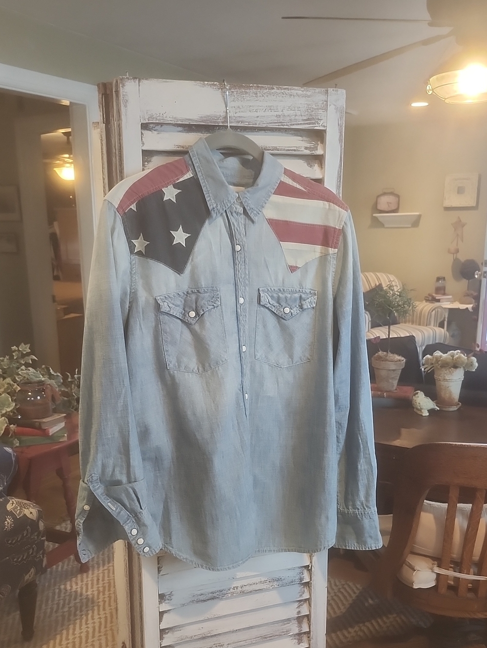 Vintage-Inspired Denim Shirt with Flag Yoke and AEO jeans